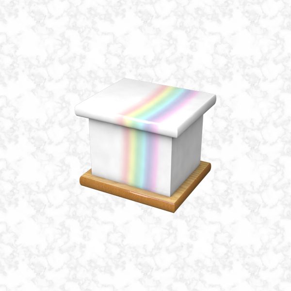 Rainbow on white infant ashes casket