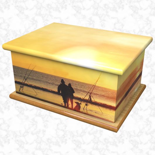 Sea fishing ashes casket