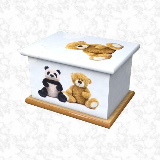 Teddy bear blue child ashes casket