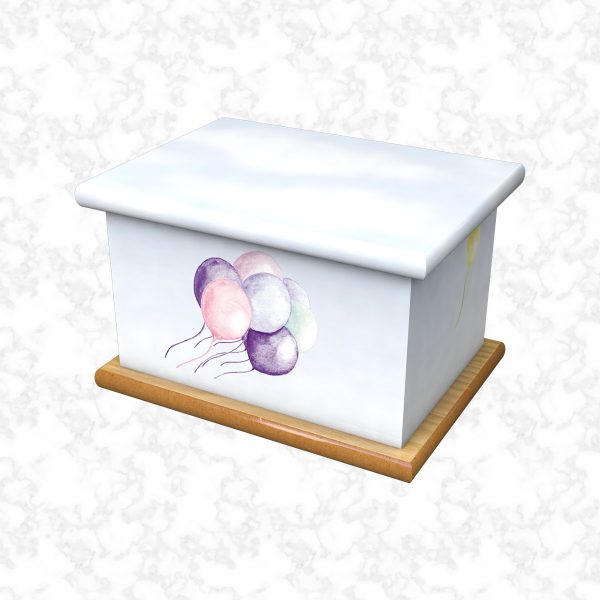 Balloons blue child ashes casket