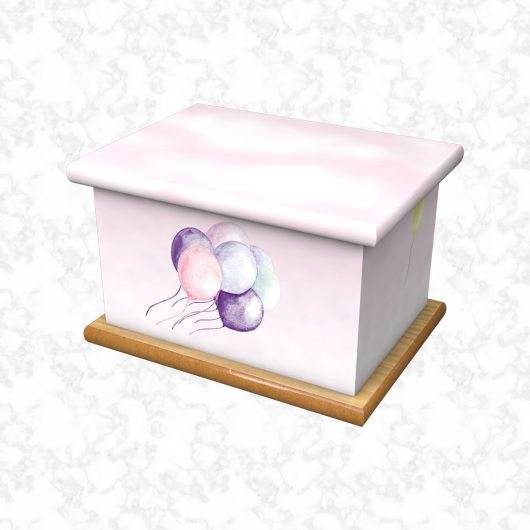 Balloons pink child ashes casket