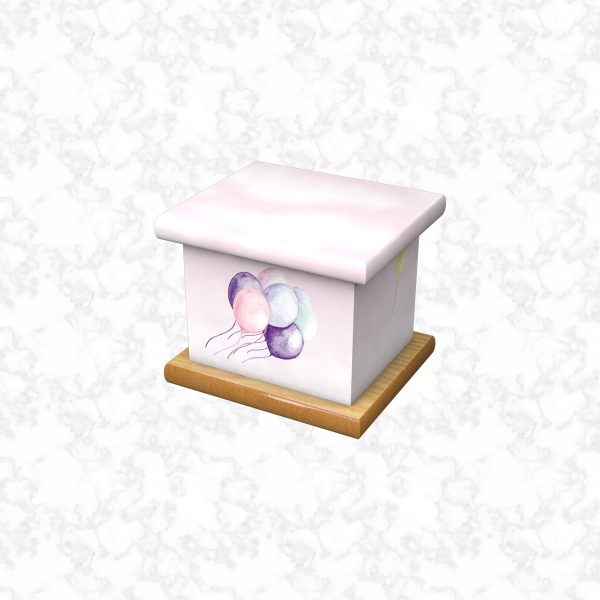 Balloons pink infant ashes casket