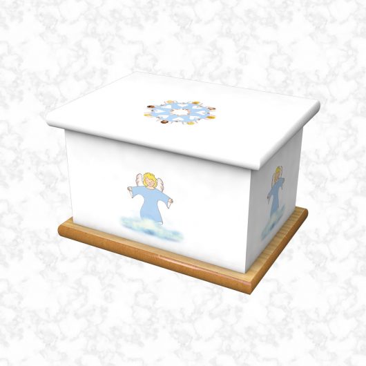 Angel friends white ashes casket child size