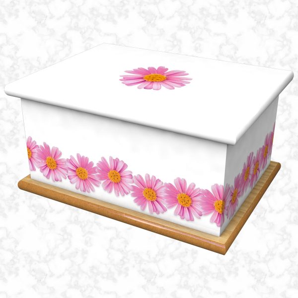 Daisy chain white ashes casket