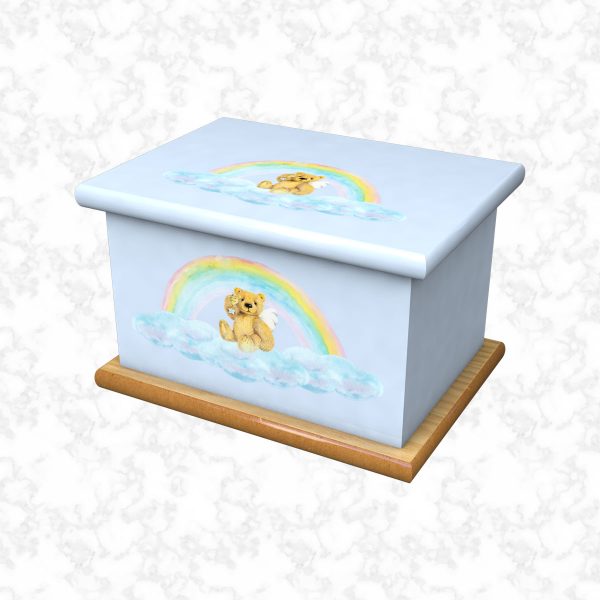 Rainbow bear blue infant ashes casket