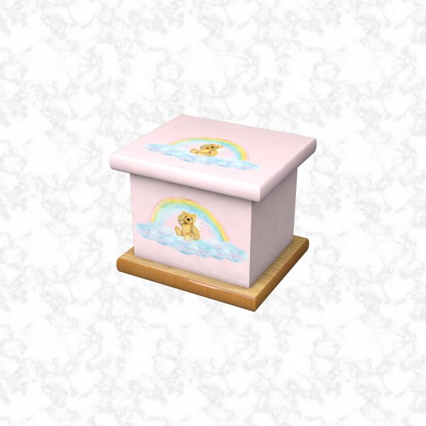 Rainbow bear pink infant ashes casket