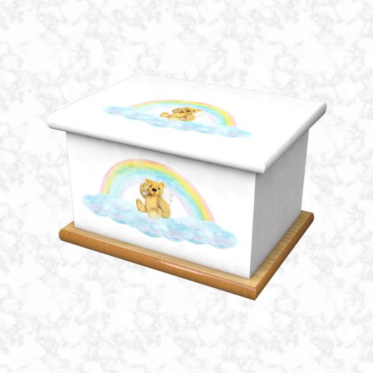 Rainbow bear white child ashes casket