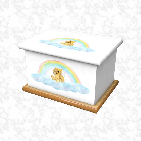 Rainbow bear white child ashes casket