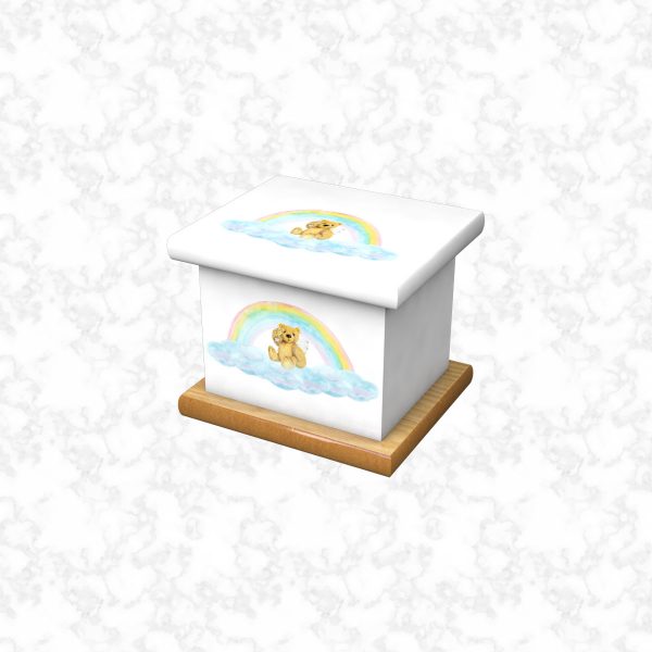 Rainbow bear white infant ashes casket