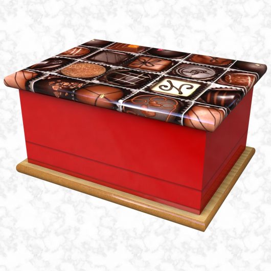 Chocoholic red ashes casket