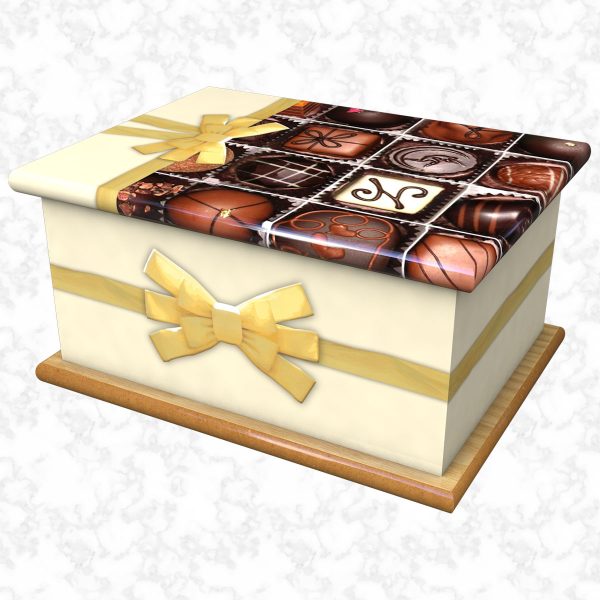 Chocoholic yellow alternative design ashes casket