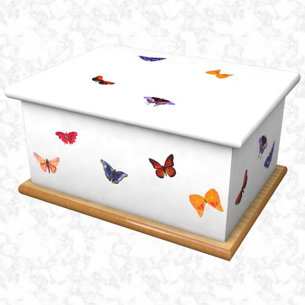 Butterfly song white ashes casket