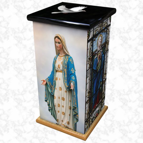 Mother Mary front view tall ashes casket