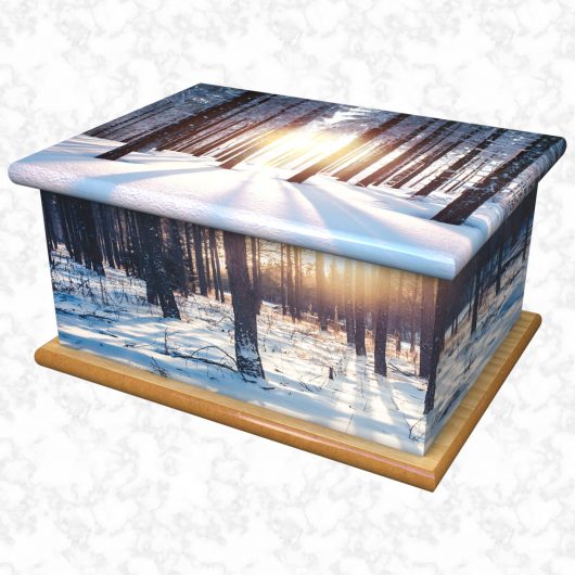 Winter sunset ashes casket