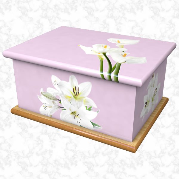 Simple Lily lilac ashes casket