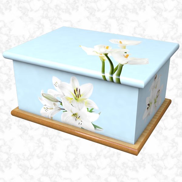 Simple Lily skyblue ashes casket