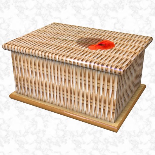 Wicker basket & poppy ashes casket