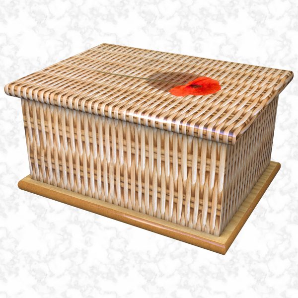 Wicker basket & poppy ashes casket