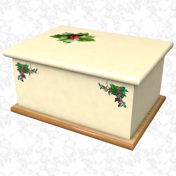 Holly cream ashes casket