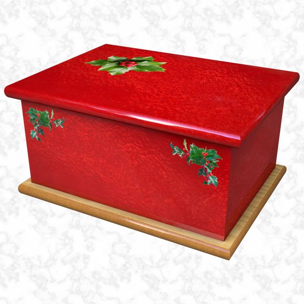 Holly red foil ashes casket