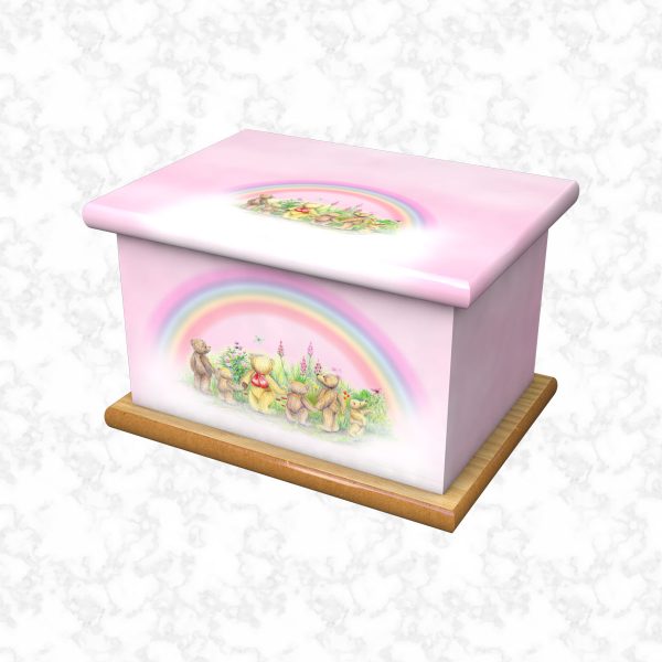 Round garden pink child ashes casket