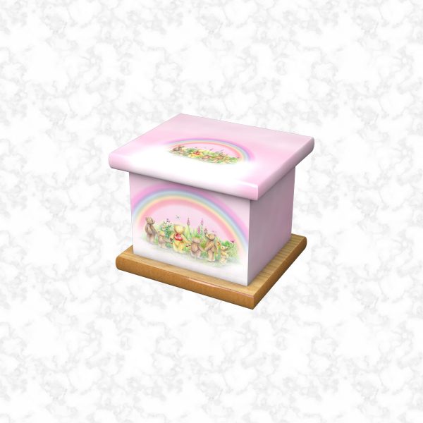 Round garden pink infant ashes casket