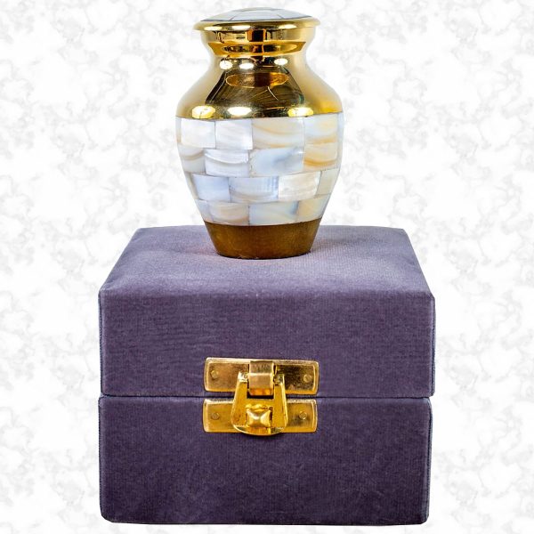 gold & mother of pearl keepsake traditional urn