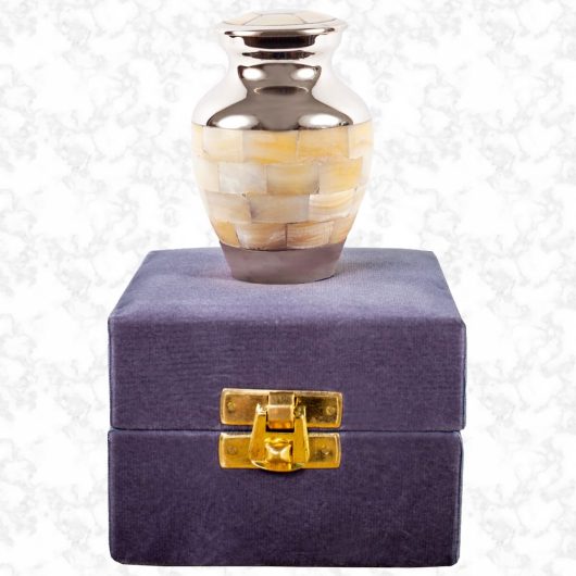 silver & mother of pearl keepsake traditional urn