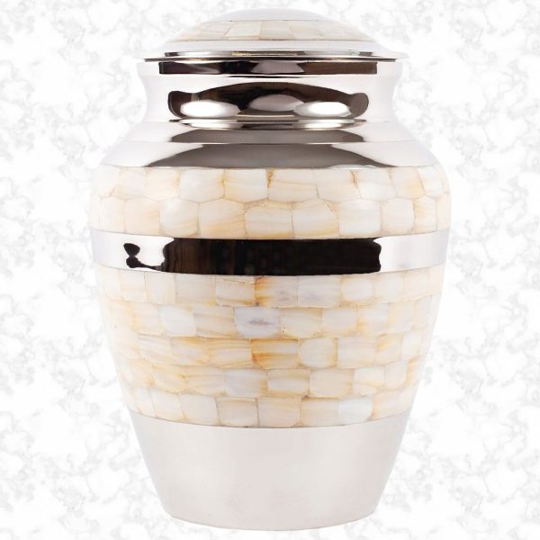 grand silver and mother of pearl brass traditional urn