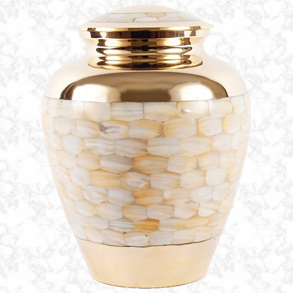 gold and mother of pearl brass traditional urn