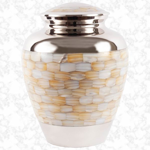 silver and mother of pearl brass traditional urn