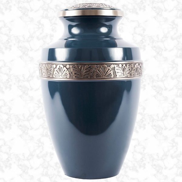 ocean blue and pewter brass traditional urn