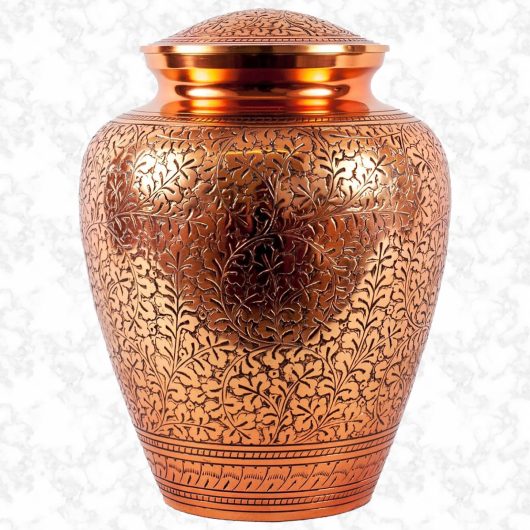 Copper leaf traditional urn