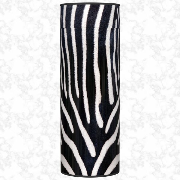 Zebra scatter tube adult size front view