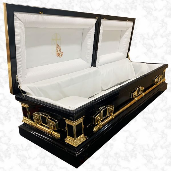 Devotion Black & Gold American casket standard white interior