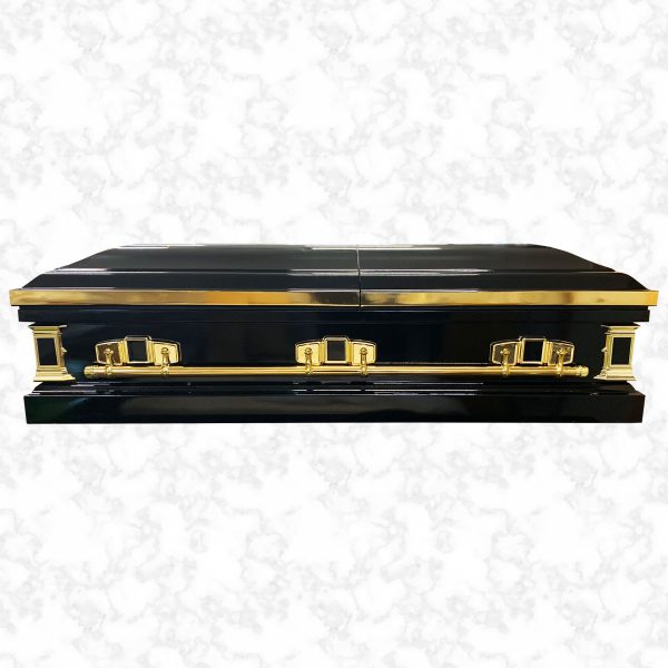 Devotion Black & Gold American casket side view