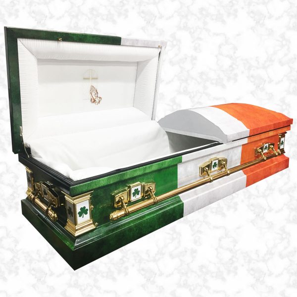 Devotion Irish Flag american casket standard white interior