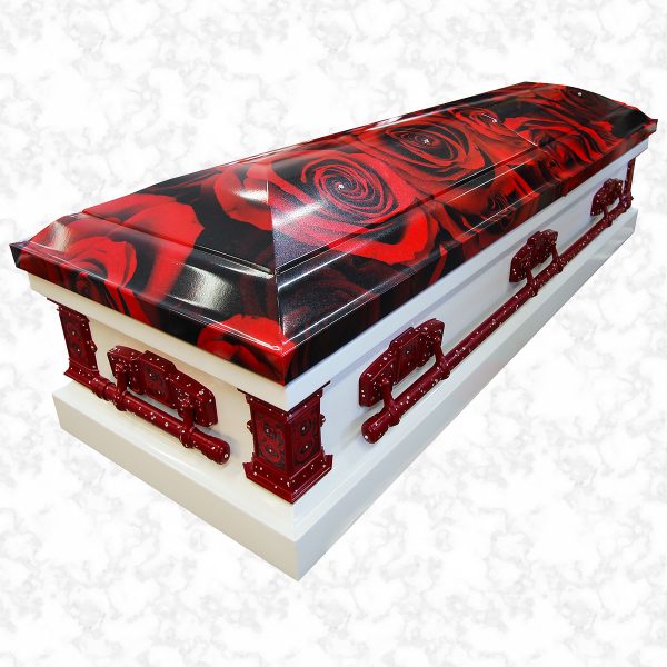 Devotion Roses on black american casket