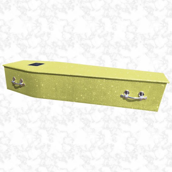 Disco yellow glitter coffin