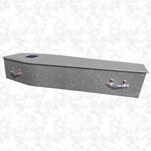 Gun metal glitter coffin