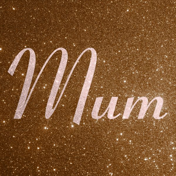 Contrast glitter wording in baby pink on the glitter base