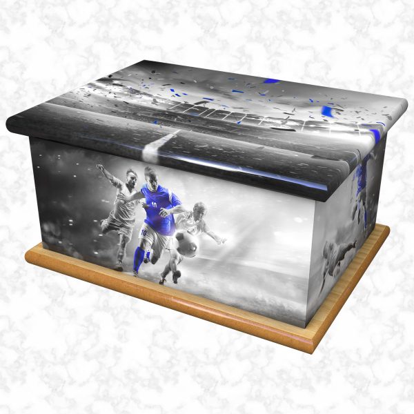 Standing out blue ashes casket