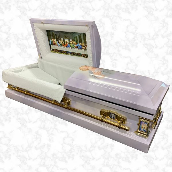 Devotion Mother and child american casket standard interior with Last Supper picture