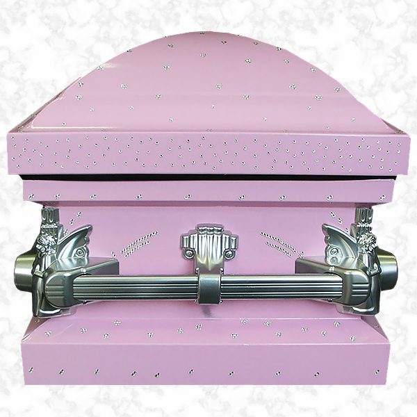 Crystals details over the Ashley Crystal Pink American casket