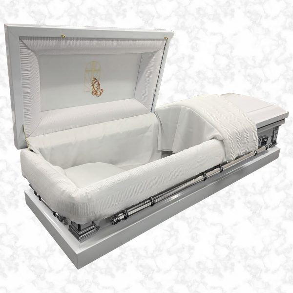 Devotion metal American casket White and Silver standard interior