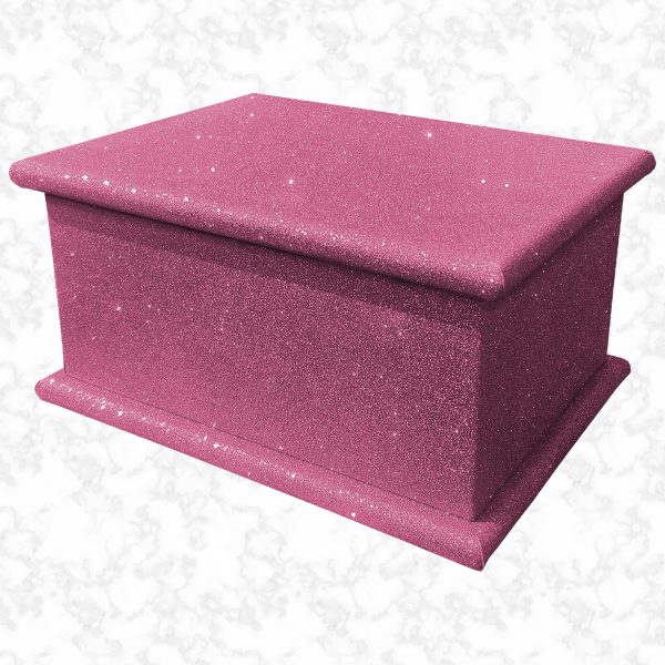 rose pink glitter adult ashes casket