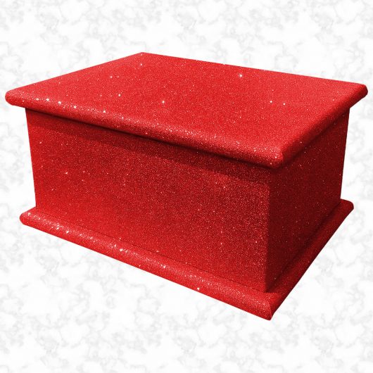 red glitter adult ashes casket