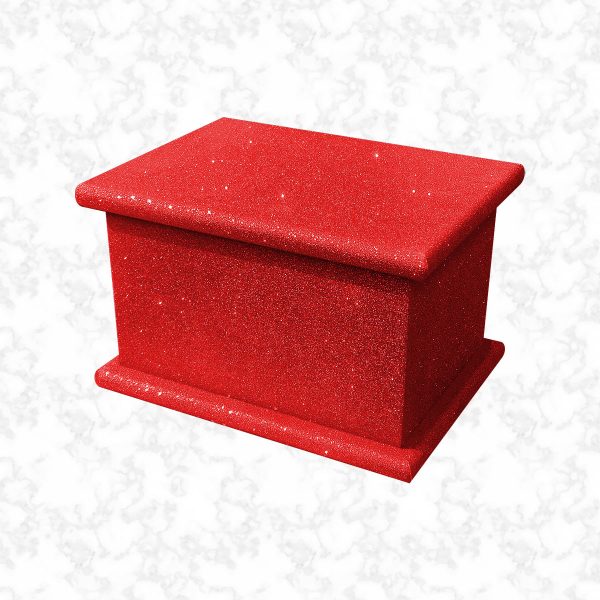 red glitter child ashes casket