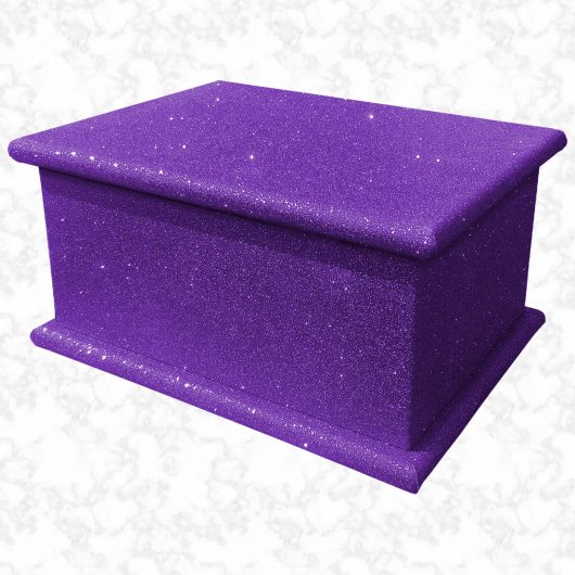 purple glitter adult ashes casket