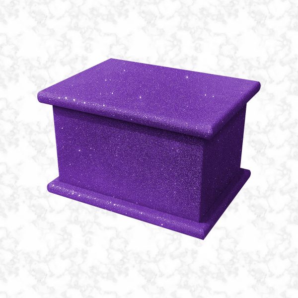 purple glitter child ashes casket